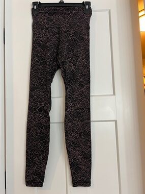 Lululemon Black and Peach Patterned Leggings